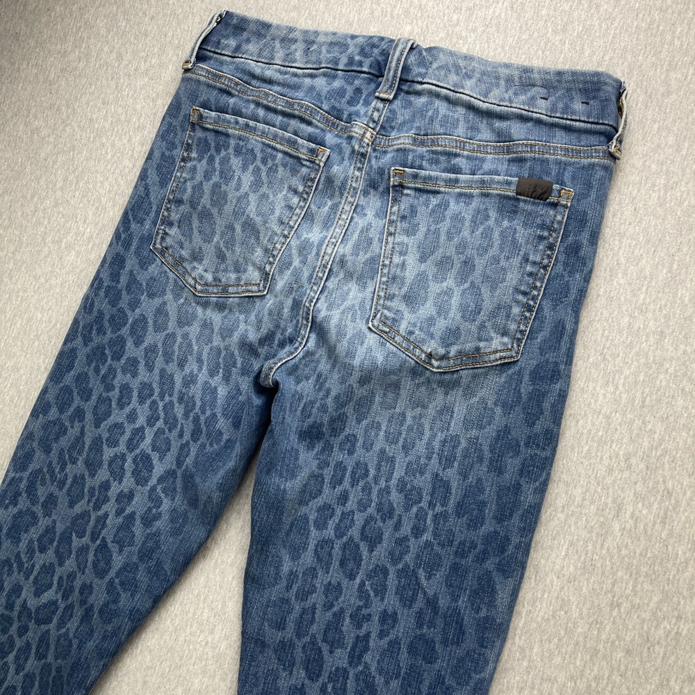 Jen7 by 7 For All Mankind Jeans Womens 4 Ankle Skinny Blue Leopard Print EUC